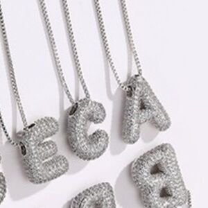 Silver Initial Pendant Necklaces (B)